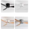 42 52 Inch Ceiling Fans No Light DC Motor Remote Control Cooling Fans Lamp Low Floor Ceiling Fan White wood Black Color FANS 6