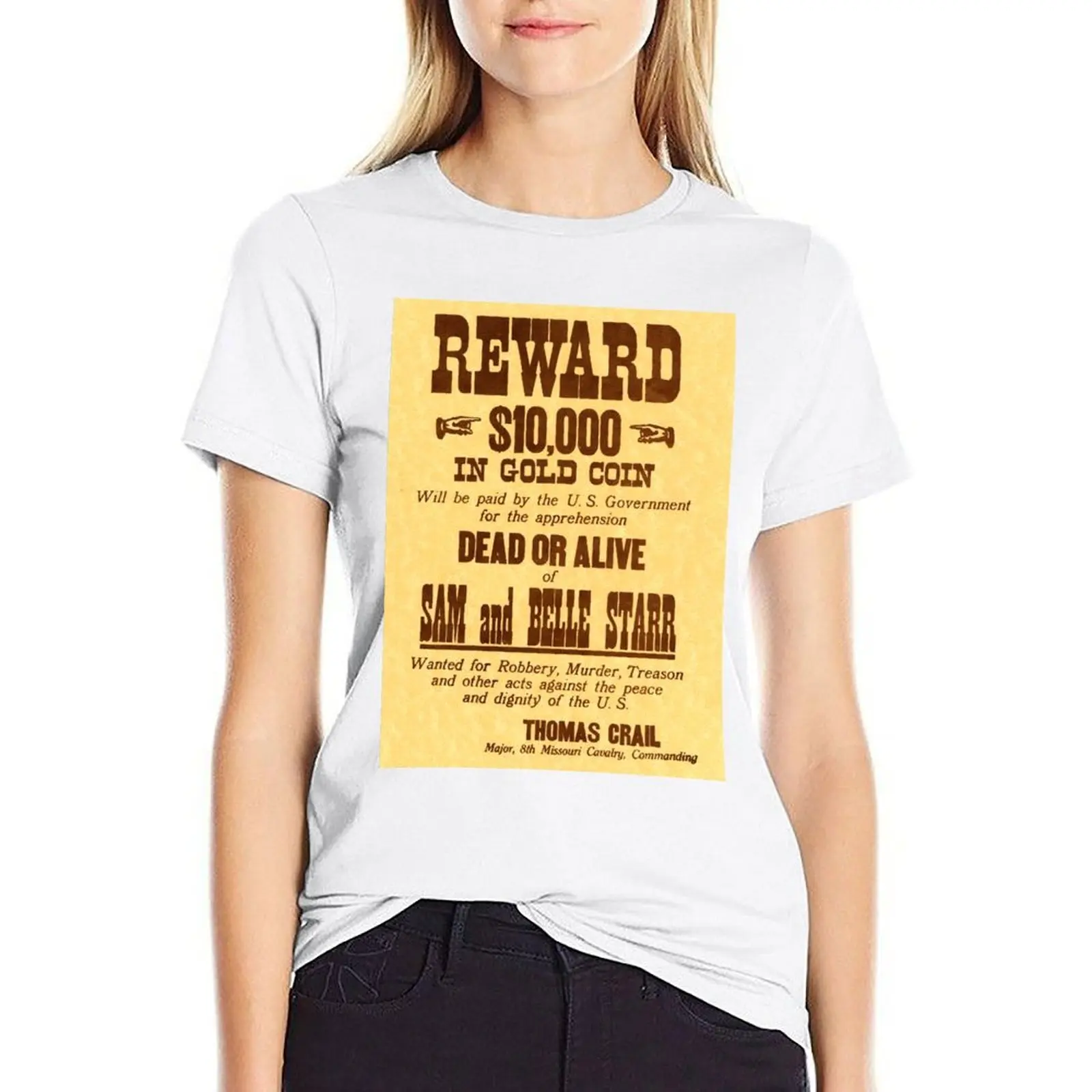 

Sam and Belle Starr Wanted T-shirt cute tops cute clothes female tops for Women