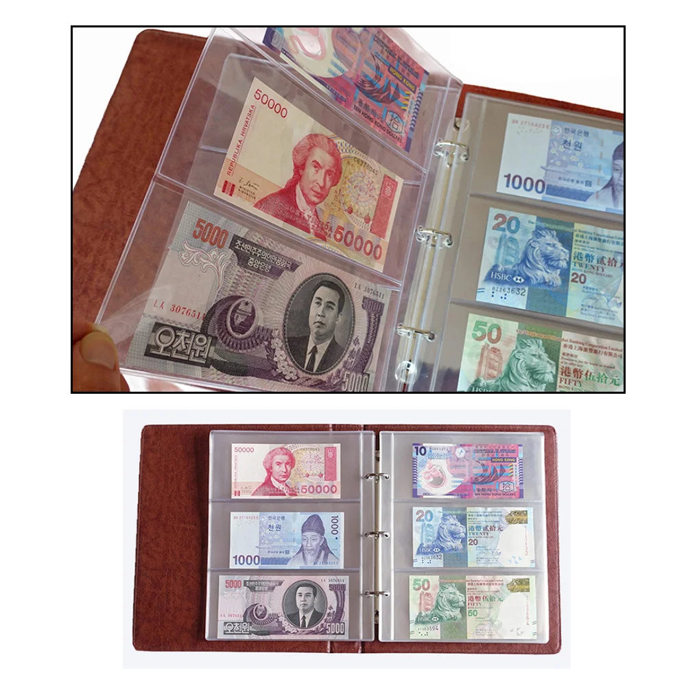 Banknotes Holder Paper Money Protective Bag Loose Leaf Sheet 3-Slot 5pcs money collection album