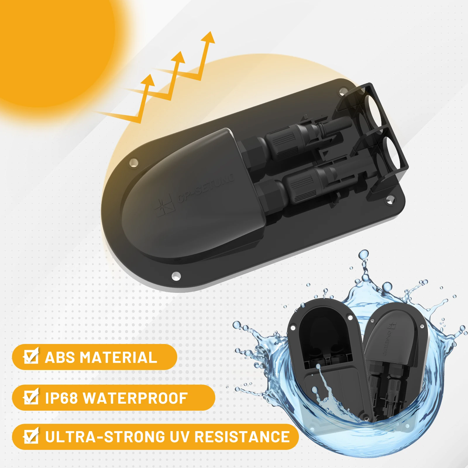 Solar Panel Junction Box Solar Double Cable RV Caravan Roof Solar Junction Box Dual with Wire Entry Cable Storage Case Connector