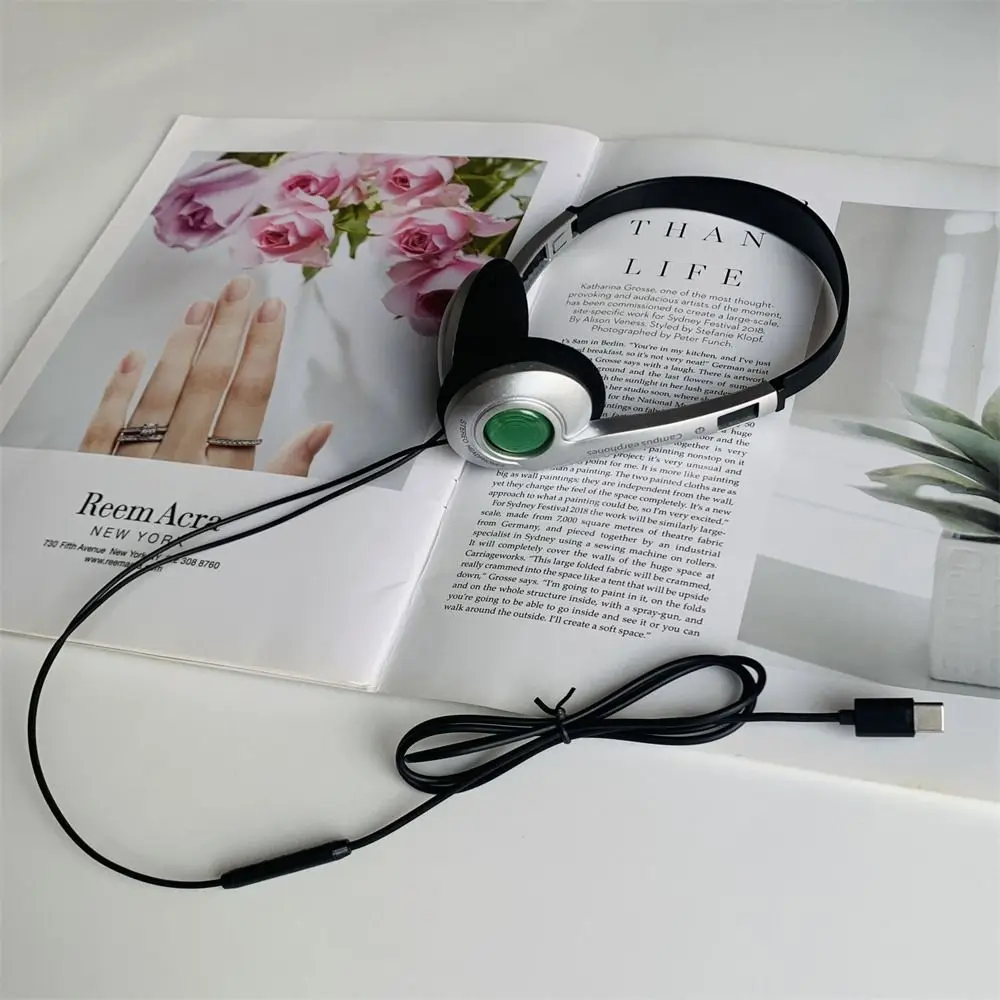 ريترو كلاسيكي Y2K السلكية سماعة ، CD موضة ، فوق ال...