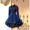 2024 Vintage Gothic Lolita Dress OP Ruffle Bow tie Button Lace Up Knee Length Dress Long Sleeve Sweet Dress 5