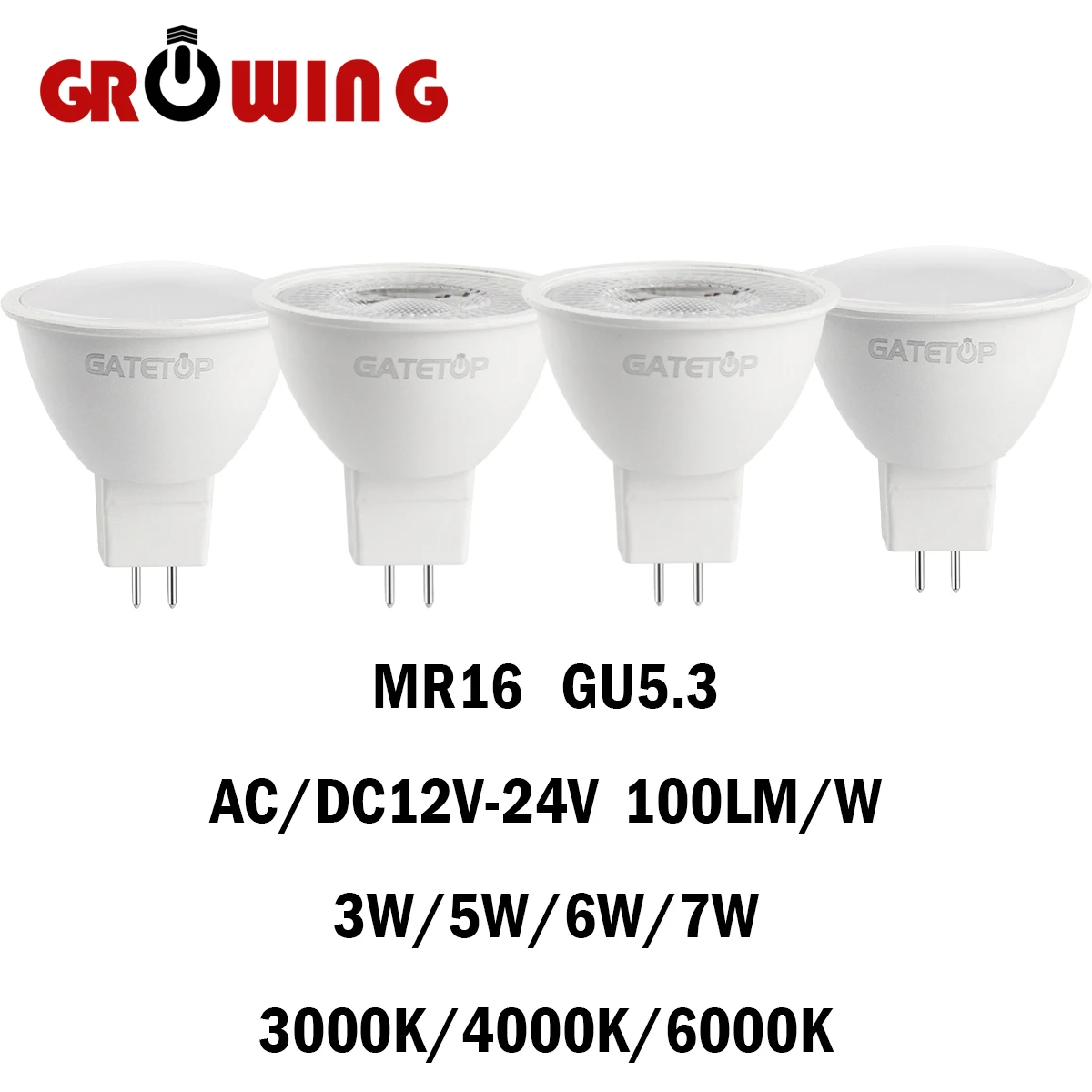 5-20PCS MR16 LED Spotlight GU5.3 Low Voltage AC/DC12-24V 3/5/6/7W 120/38  Degree 3000K-6500K No Flicker High Lumen for Interiors