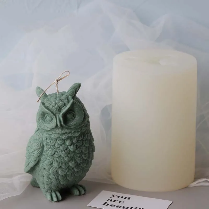 

15cm Owl Aromatherapy Candle Silicone Mold Decorative Ornament Plaster Mould DIY Animal Modeling Pottery Epoxy Molds Wholesale