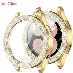 Diamond - Encrusted Protective Watch Case - Plastic Hard Bumper, Shiny Finish for Galaxy Watch6 44 (Gold)