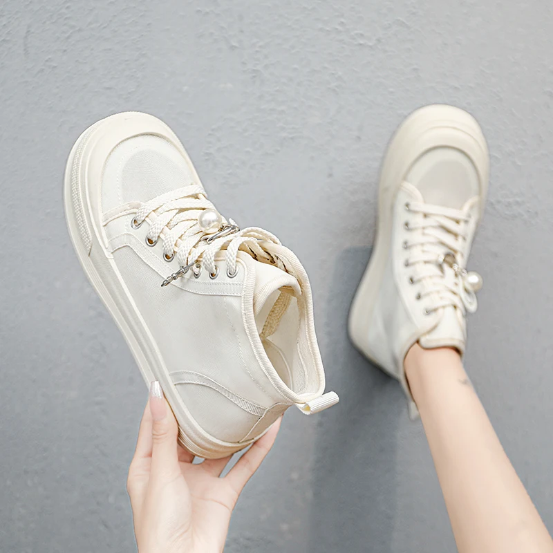 

Women's Casual Breathable High Top Canvas Shoes Non-Slip Walking Shoes Fashion Lightweight Comfortable Loafers Shoes for Lady