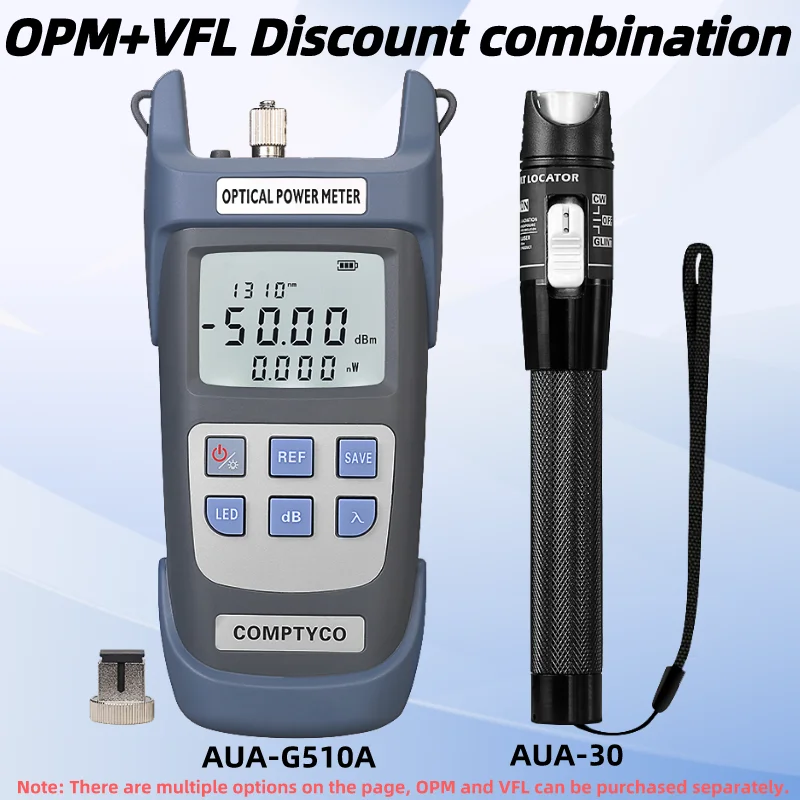 

FTTH Optical Power Meter(OPM -50 ~+26dBm)&Visual Fault Locator(30/1/10/20/50mw VFL) Fiber Optic Cable Tester Tool Kit (Optional)