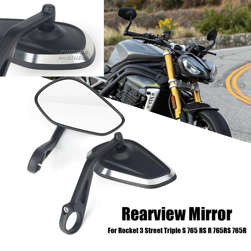 

New Motorcycle Handlebar Rearview Side Mirrors Bar End Mirror Kit For Street Triple S 765 765RS 765R Bobber T120 Daytona 660 675