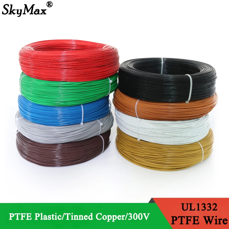 5/10M UL1332 PTFE Wire FEP Plastic Insulated High Temperature Electron Cable For 3D Printer 28/26/24/22/20/18/16/14/13/12/10AWG