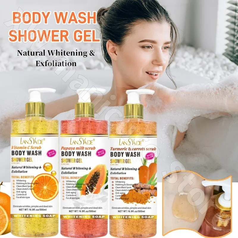 Scrub Shower Gel 500ml Silky Skin Rich Foam Refreshing Moisturizing Gentle Cleansing Improves Dullness Long-Lasting Fragrance body wash