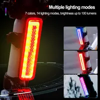 RGB Bicycle Lights Bike Tail Light 750 mAh Memory Mode Rainbow LED Warning USB Waterproof Helmet Scooter Rear Taillight 2