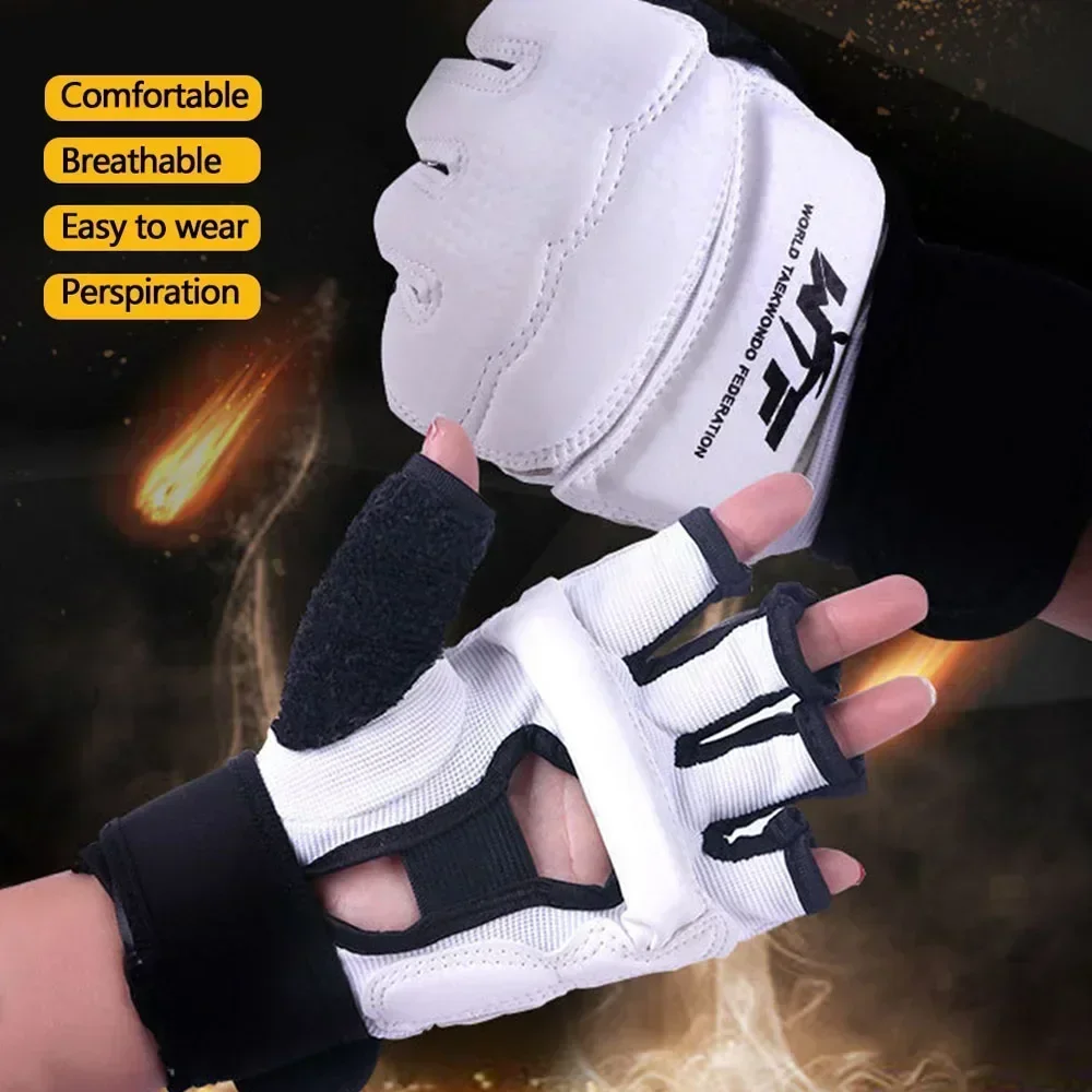 1 Pair Boxing Training Gloves Taekwondo Competition Protective Martial Arts Hand Foot Guards PU Protective Legguard Gear
