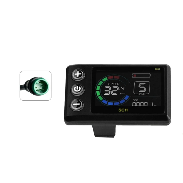 Écran LCD étanche pour vélo électrique, compteur de documents LCD pour VTT, scooter électrique, S869, 5 broches, 24V-72V 1
