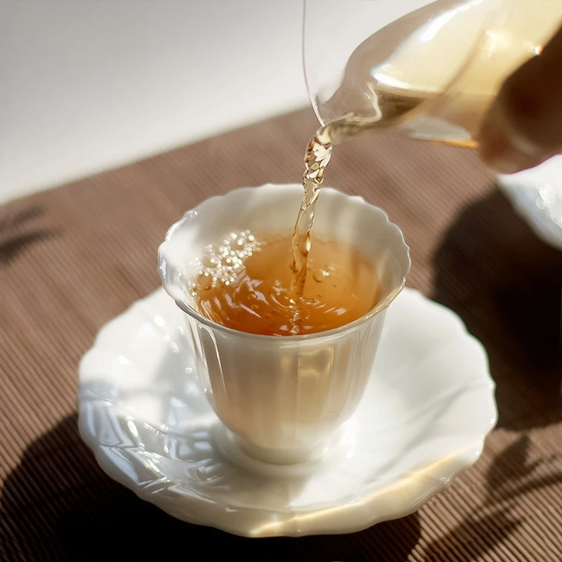 Chinese teacup Dehua suet jade white porcelain handmade exquisite master cup kung fu small cup tea cup