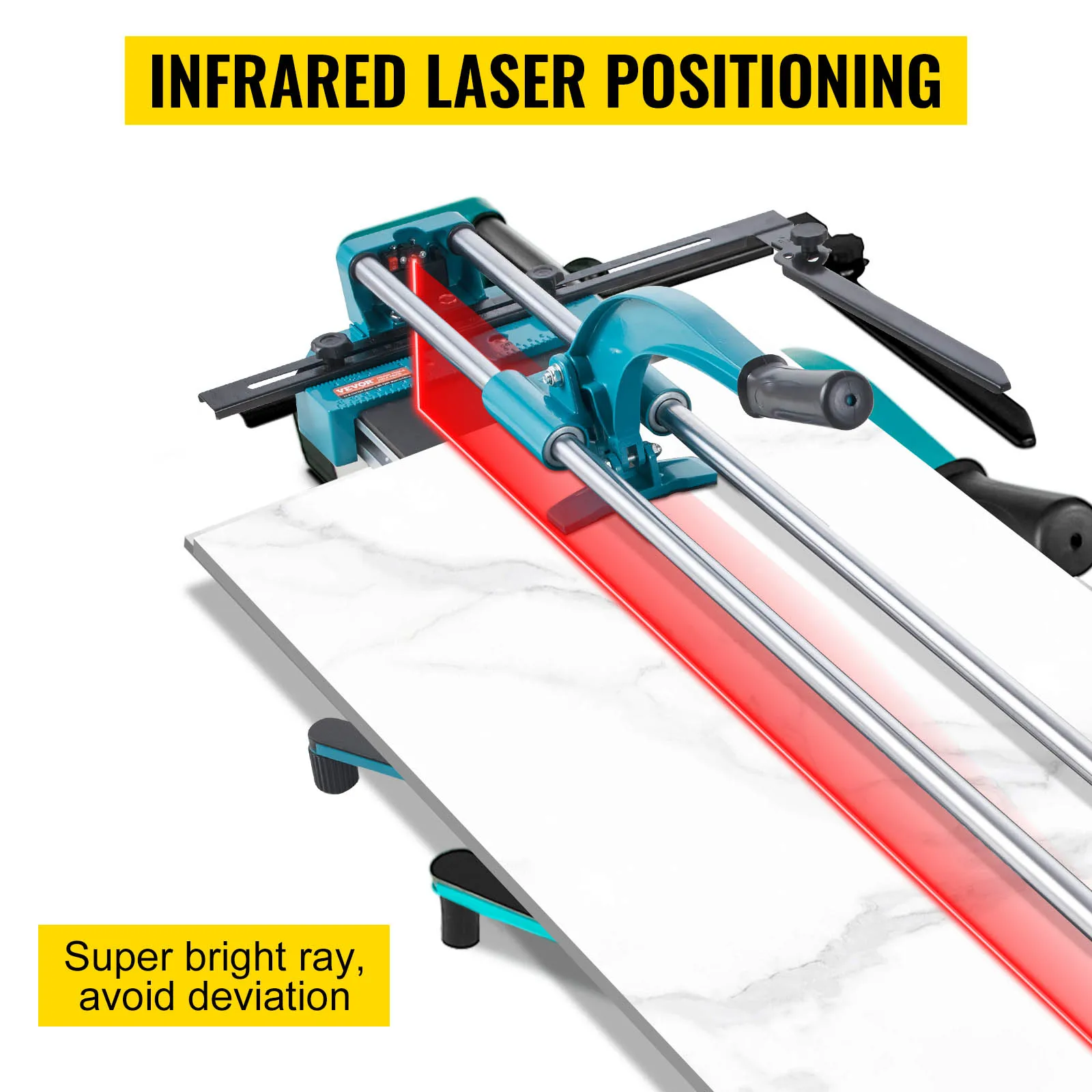 SucceBuy Manual Tile Cutter Laser Positioning Double Rails W/ Supporting Feet Professional Push Knife for Cutting Porcelain