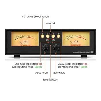 Nobsound MIC+LINE Analog Dual VU Meter Sound Level DB Panel Display 4-way Audio Splitter Switcher Box Music Spectrum Visualizer 2