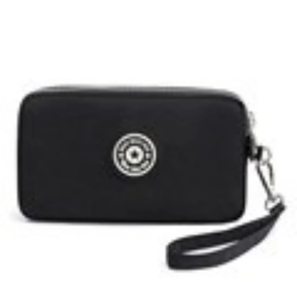 Solid Color Coin Purse Women Handbag Small Wallet Wrinkle Fabric Phone Purse Three Zippers Portable Make Up Bag coin purse