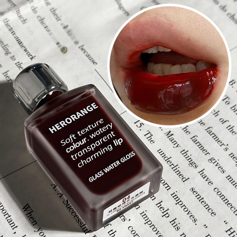 Lightly Glass Water Gloss Herorange Lip Glaze Mirror Moisturizing Plump Lips Not Easy To Stick To The Cup Long-Lasting Makeup lip gloss lip glaze