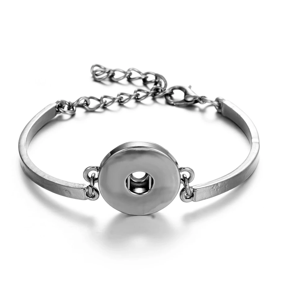 12pcs Silver Color Snaps 18mm Metal Snap Button Bracelet For Women Men's Watch Cuff Bangle Button Bracelet