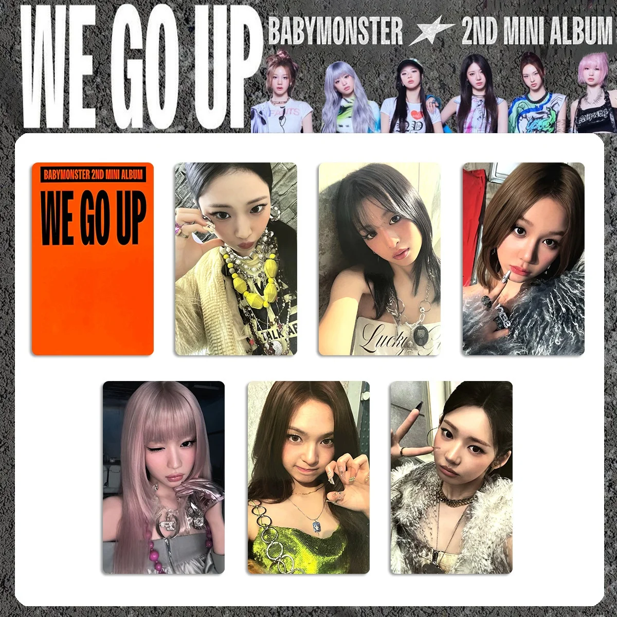 6Pcs/Set KPOP BABYMONSTER WE GO UP HD Photocards Double Sides LOMO