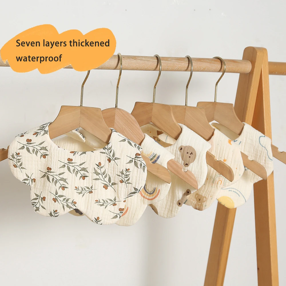 New 7 Layers Cotton Baby Bibs Waterproof Print Saliva Towel Newborn Burp Cloths Bandana Scarf for Boy Girl Feeding Drool Bib 4