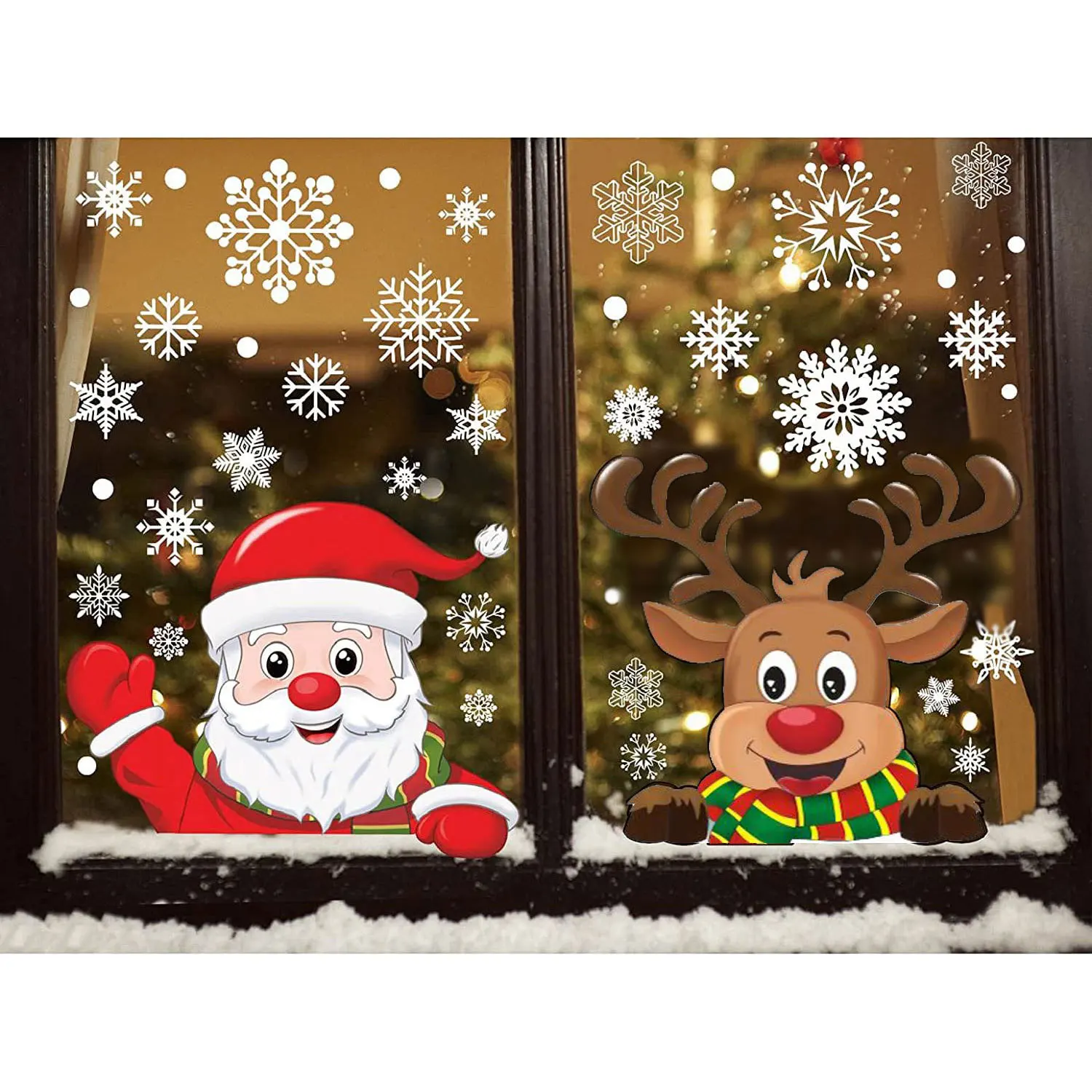 2pcs,Christmas decoration snowflake sticker Santa Claus elk snowman cross-border glass sticker electrostatic
