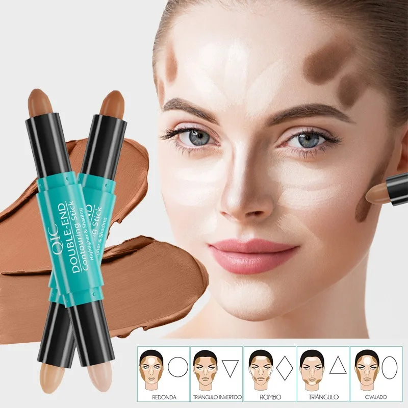 2 IN 1 Contouring Stick Makeup Highlight Brighten Pen Nose Shadow Pencil Brighten Shading Sticks Matte Concealer Highlighters