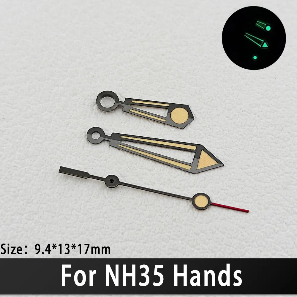 Hollowed Out Silver, Gold, Blue Hour Hands with C3 Green Luminous 9.4*13*17mm