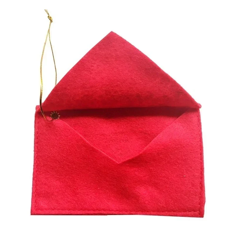 Santa Claus Envelope Red Felt Non-Woven Letter Embroidered Envelopes for Christmas Tree Hanging Card Candy Gifts Bags Home Decor