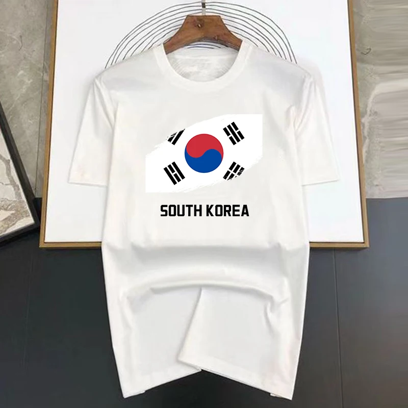 Magliette da uomo in 100% cotone I Love Korea Stampate Street Retro Manica corta Hip Hop Tops Maglietta oversize Uomo Larga_voghion.com