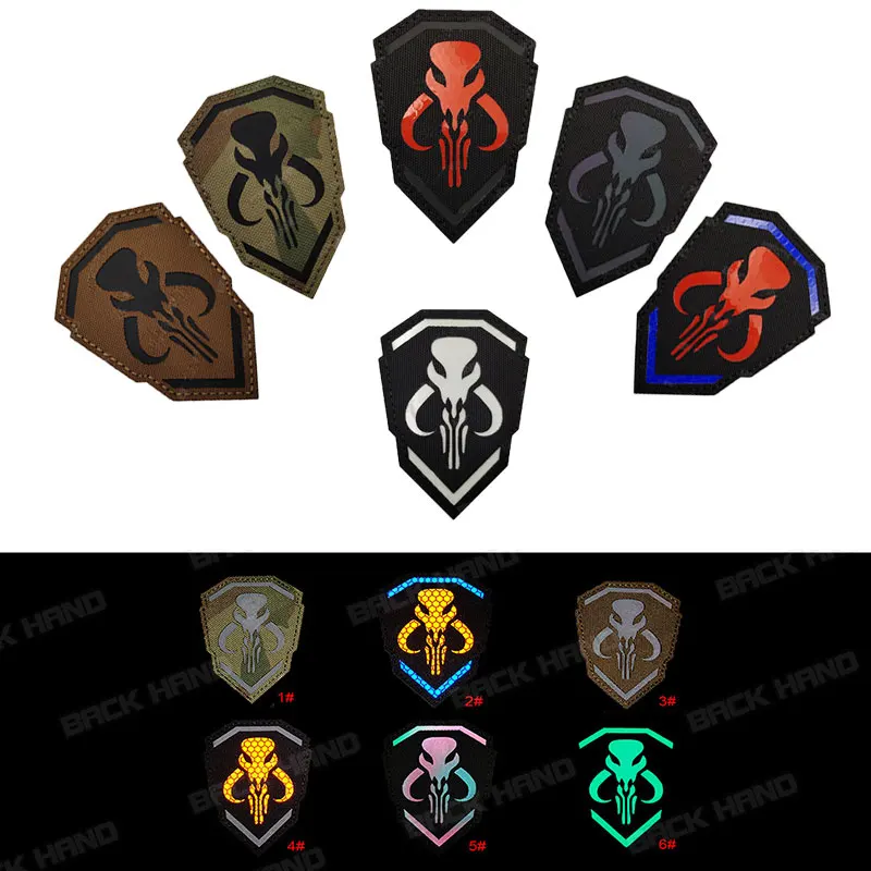 The Mandalorian Bounty Hunter Nylon Velcro Badge Military Tactical Armband Sticker Glow Patch Clothing Backpack Cap Logo PVC |