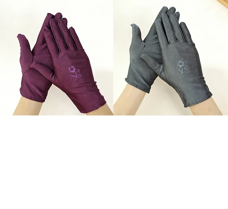 Spring and Summer Embroidered High-Elastic Spandex Gloves, Thickened Women's Dance Performance Gloves, Cycling Etiquette Gloves