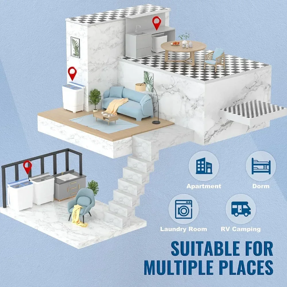 Portable Washing Machine, 22 Lbs Combo with Spin Dryer, Compact Twin Tub Laundry Washer