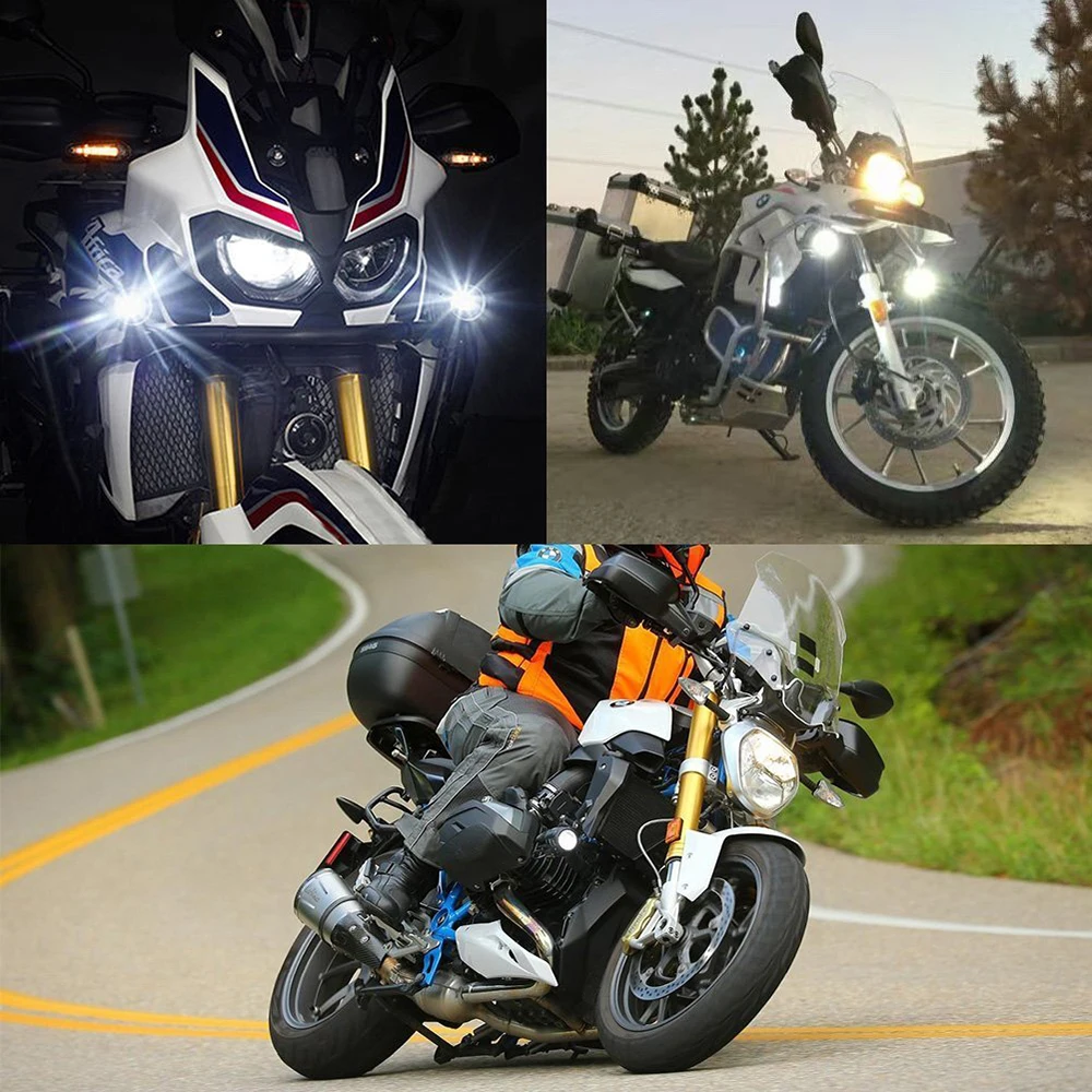 Motorcycle LED Lights LED auxiliary headlight mounting kit for BMW headlights GS 1200 1250 F800GS R1100GS F700GS black With Relay Wiring Harness