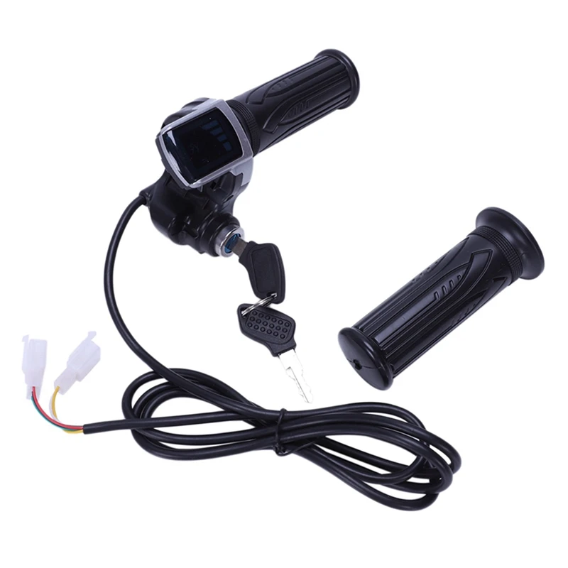 

3X 36V Universal Electric Bicycle Throttle Handle With Leddisplay Indicator Speed Power Display Key Lock