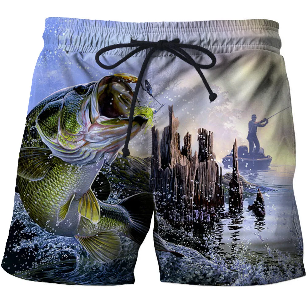 2023 New Men's 3D Printed Beach Style Shorts Fishing Summer Men's Universal Animal Fish Loose All-match High Waist Sports Shorts 2