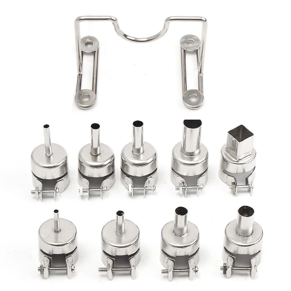 450W  Soldering Hot Air Gun EU US Electronic Heat Hot Air Gun with Soldering Bracket SMD SOIC CHIP BGA +9pcs Wind Nozzle 5