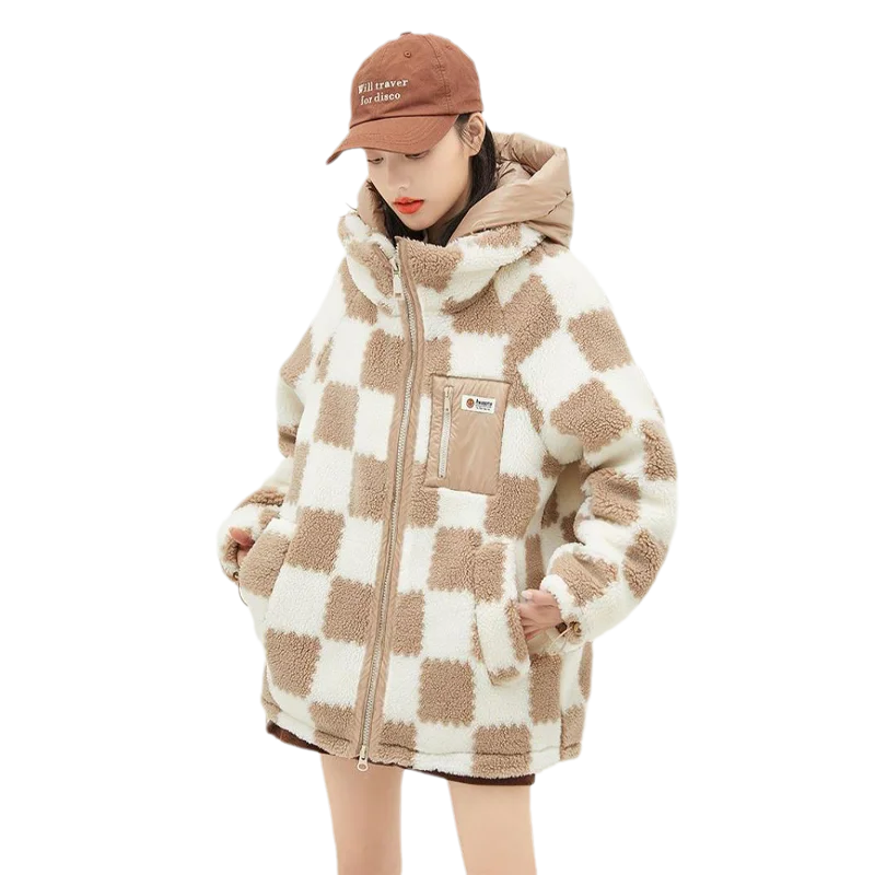 

Women's Fashion Wild Short Down Jacket Kawaii Cute Girl Heart New Korean Style Autumn Winter Lamb Wool Duck Down Warm Jacket