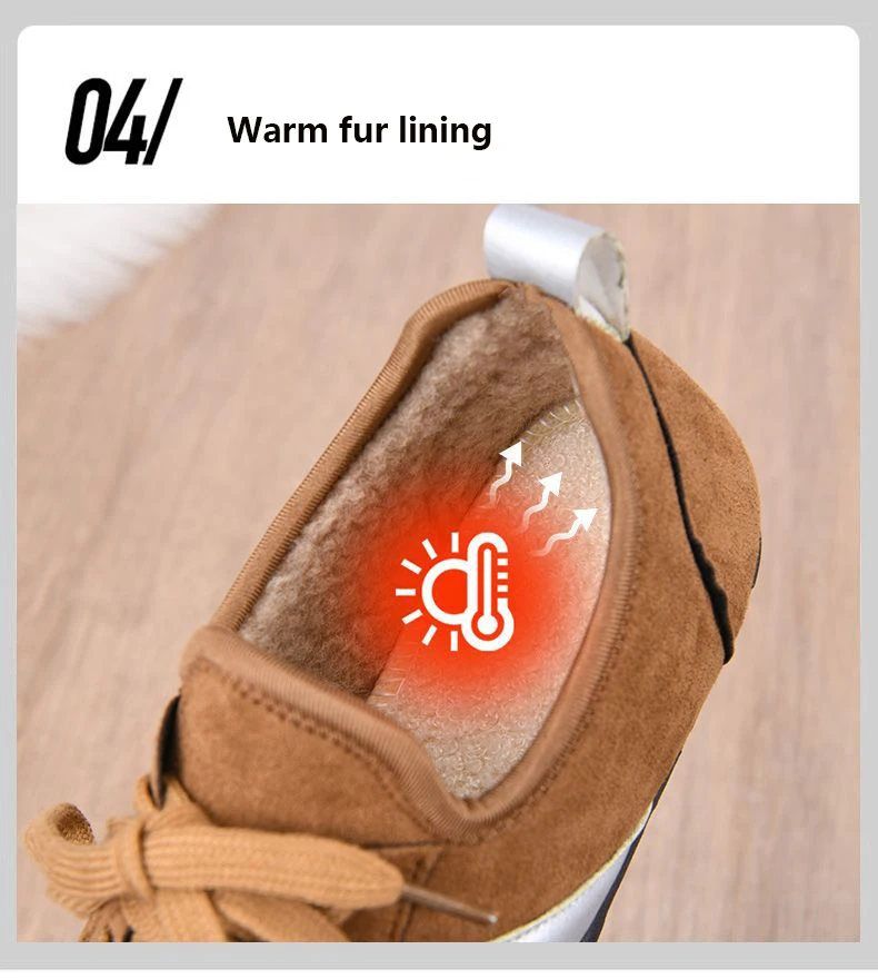 Full Wrap Fuzzy Baumwolle Hausschuhe Frau Lace Up Slip auf Stiefeletten Damen High Top Schuhe Faule Weibliche Outdoor Warme Plüsch Turnschuhe – Detail 14