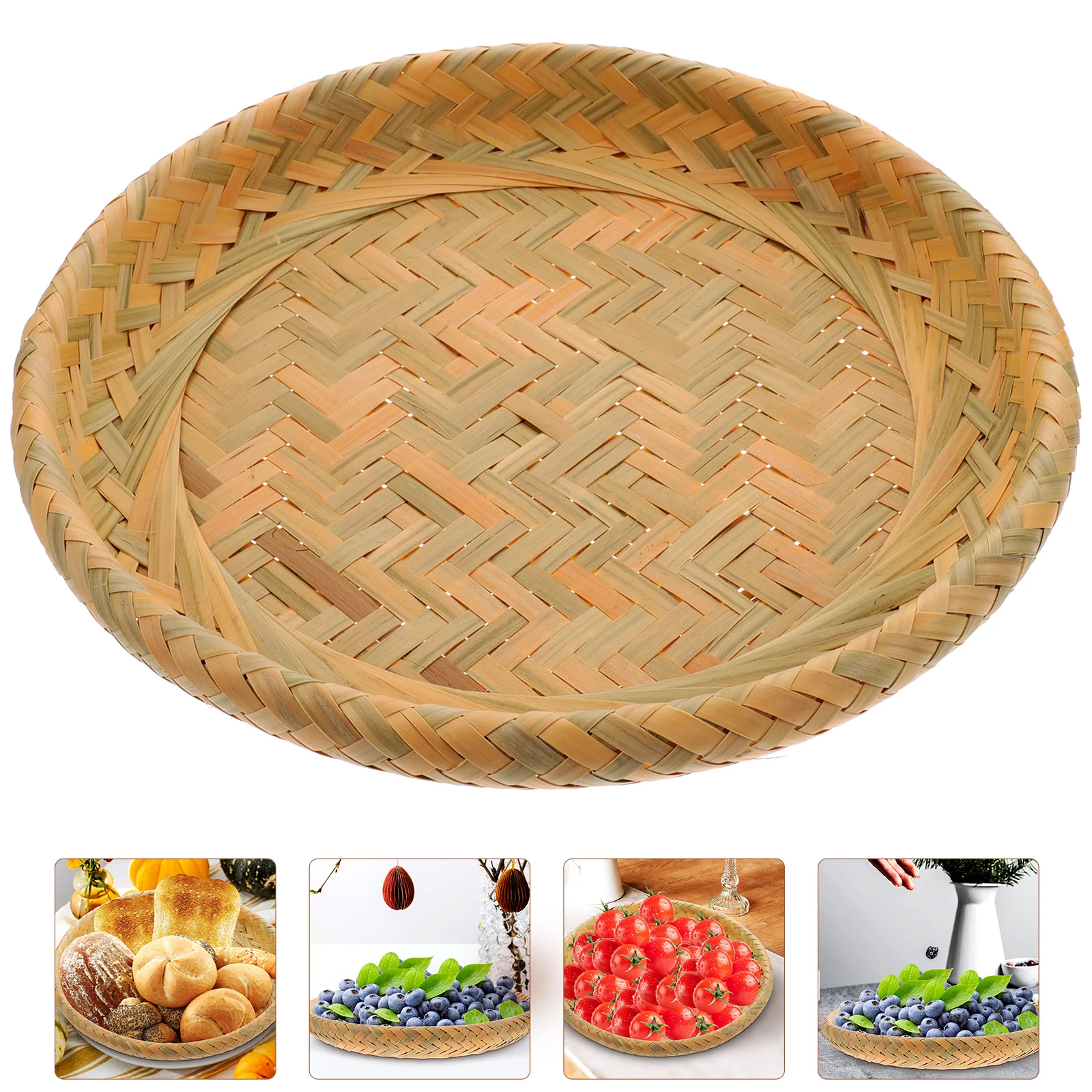 Fruit Bamboo Bread Basket Bohemian Decor Serving Food Plate Tabletop Storage Dessert Tray 4
