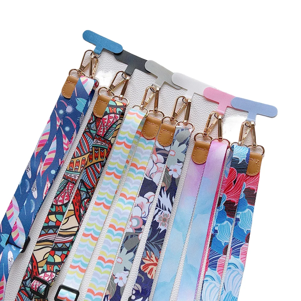 Adjustable Crossbody Retro Pattern Phone Lanyard with Wide Fabric Strap