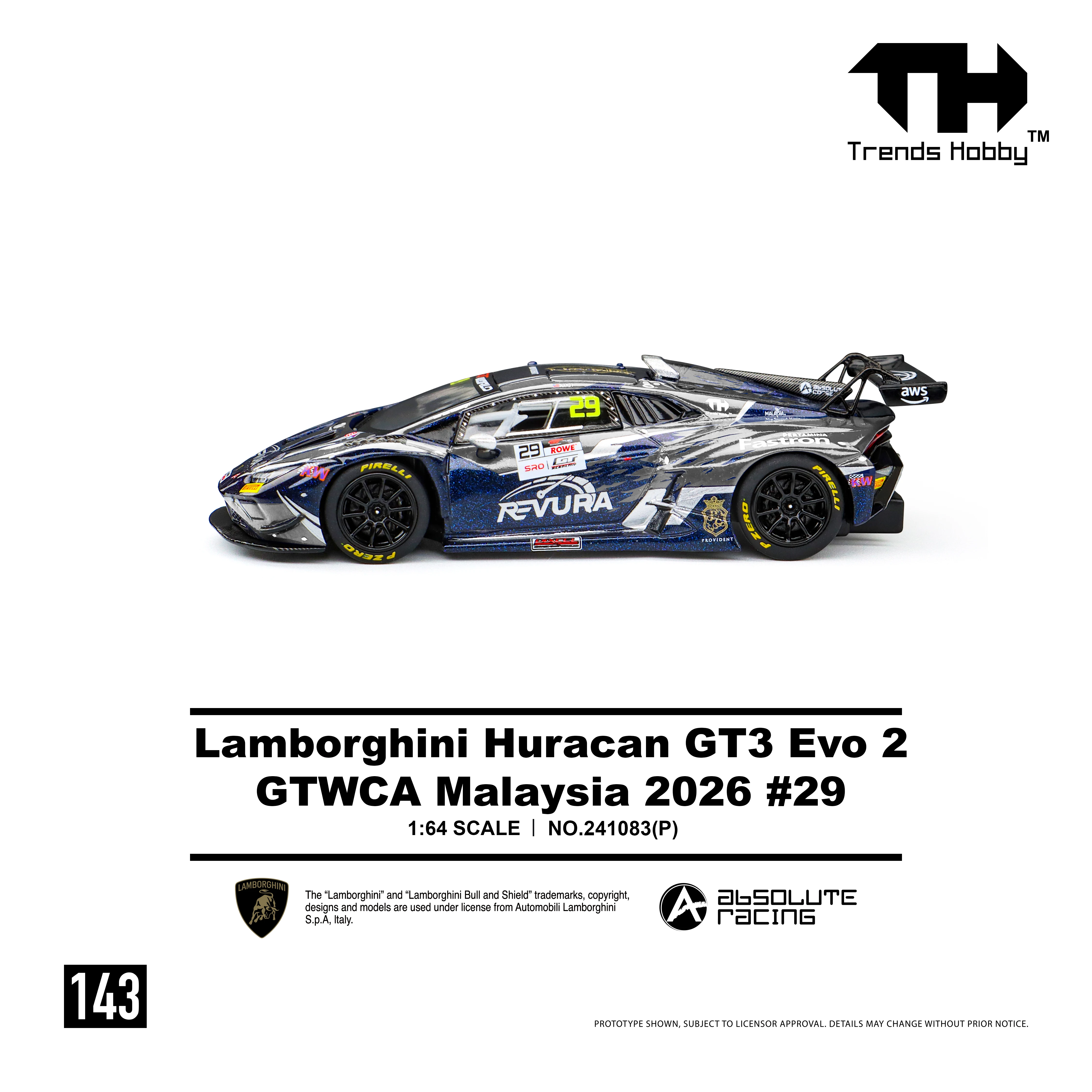Miniature Lamborghini Huracan GT3 EVO2 1:64 - Voiture RC Alliage