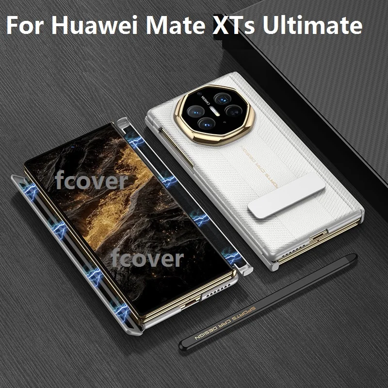 Leather Cover with Pen Holder and Double Hinge Protection - Magnetic Closure