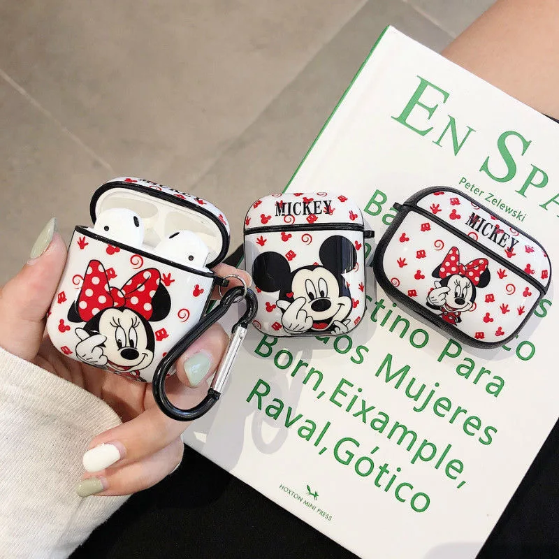 

Japan And Korea Style Cartoon Disney Mickey Minnie Apple Airpods 3 Air Pods1 2 Bluetooth Wireless Headset Protective Case Couple
