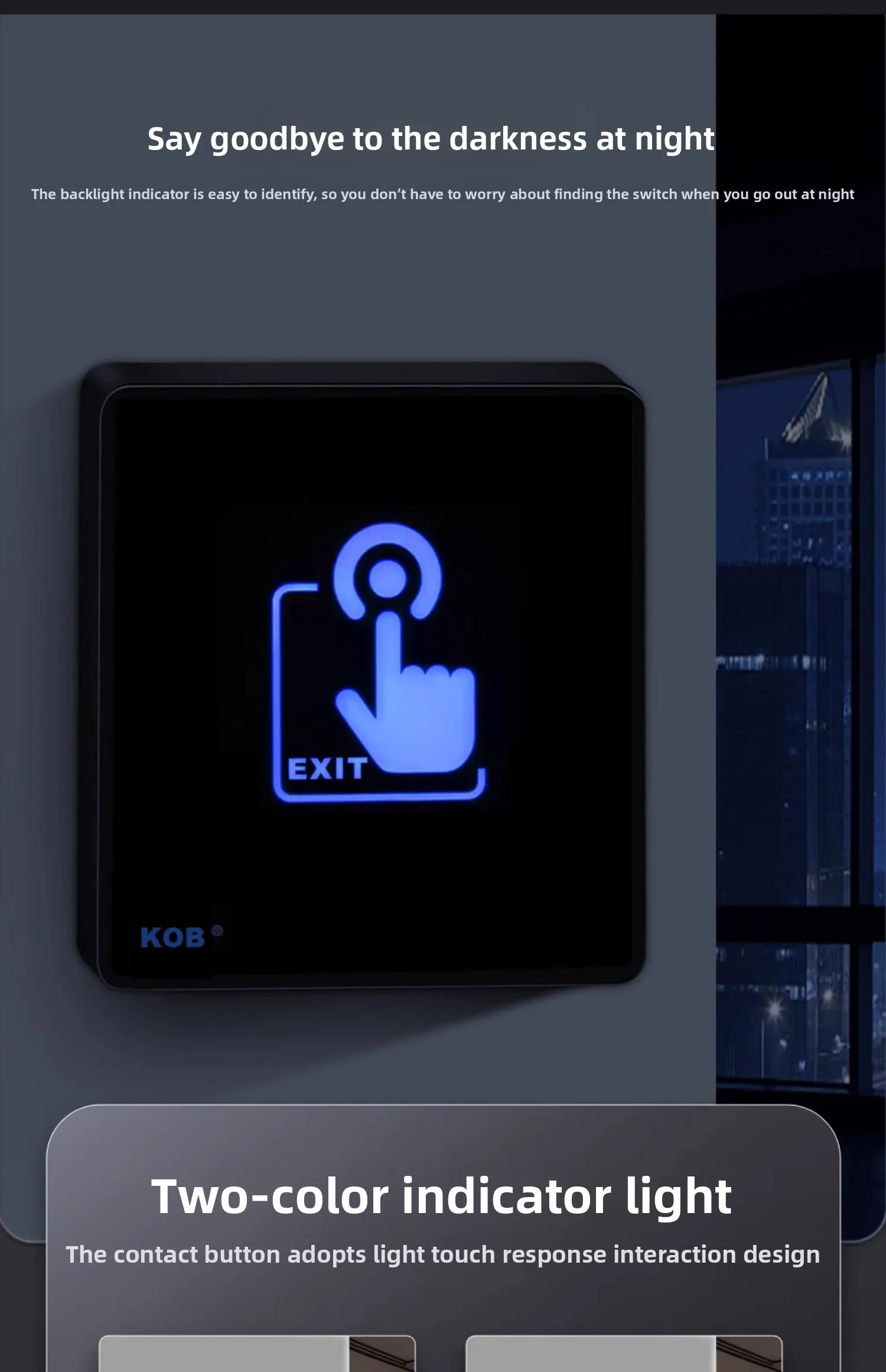KOB access control switch exit button glass panel touch sensor infrared inductio