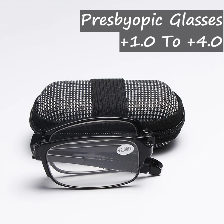 

Portable Folding Reading Glasses with Box Unisex Men Women Presbyopia Eyeglasses Prescription Eyewear Diopter +1.0 To +4.0