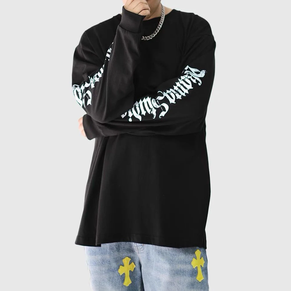 

2024 Y2K Korean Cloths Four Seasons Long Sleeve Top Easter Christmas Hiphop Street Graffiti Genderless Casual Quality Men Clothe