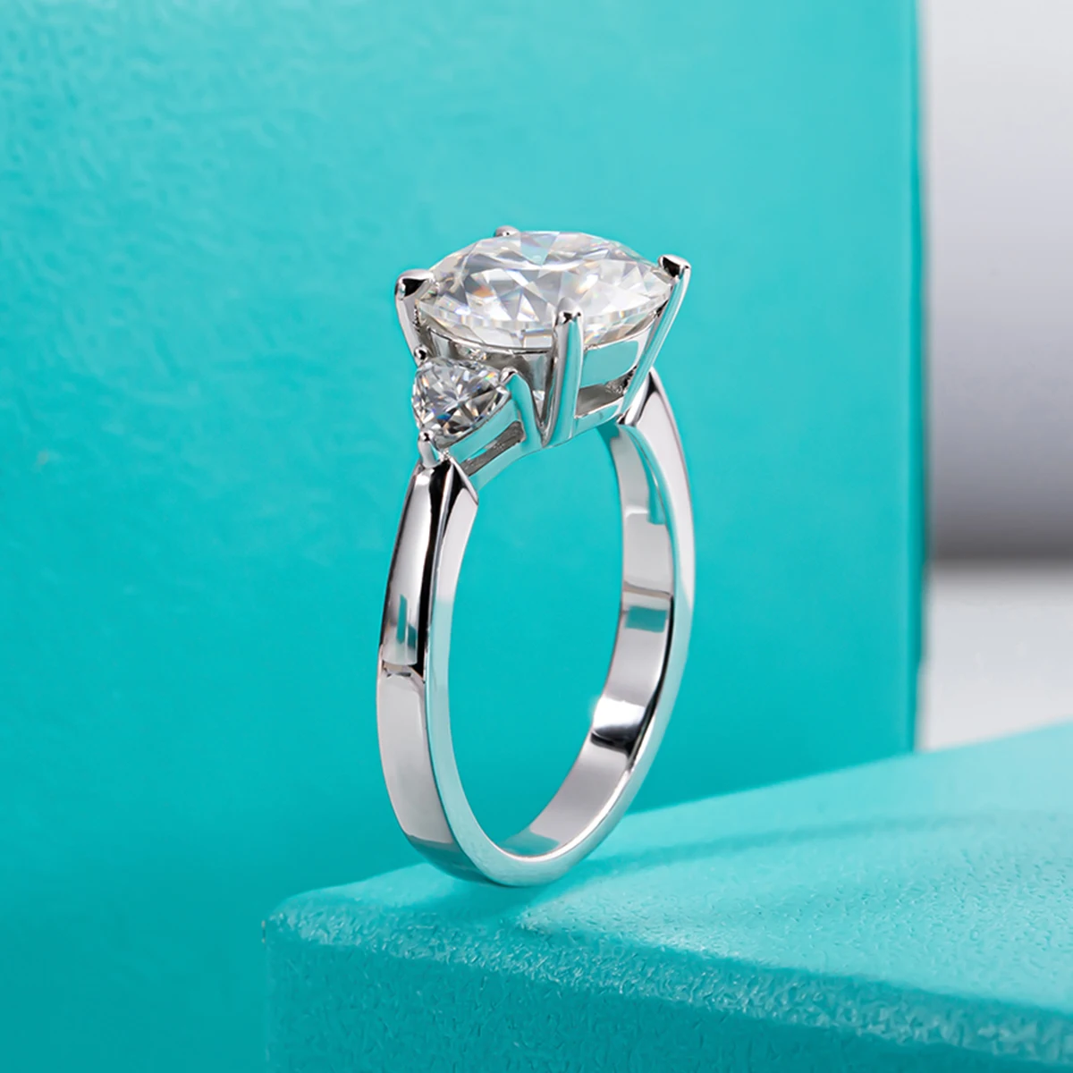 AnuJewel 4.6 Carat D Color Moissanite Diamond Engagement Wedding Ring 925 Sterling Silver Rings Fine Jewelry Wholesale 4
