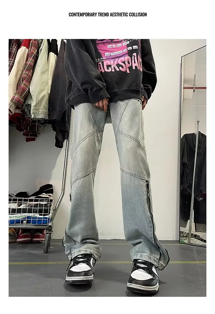 Mens Pants Men Streetwear Ripped Jeans Baggy Jean Denim Shorts Men's Trousers Wide Leg Jeans Man Y2k Clothing Flared Male Cargo