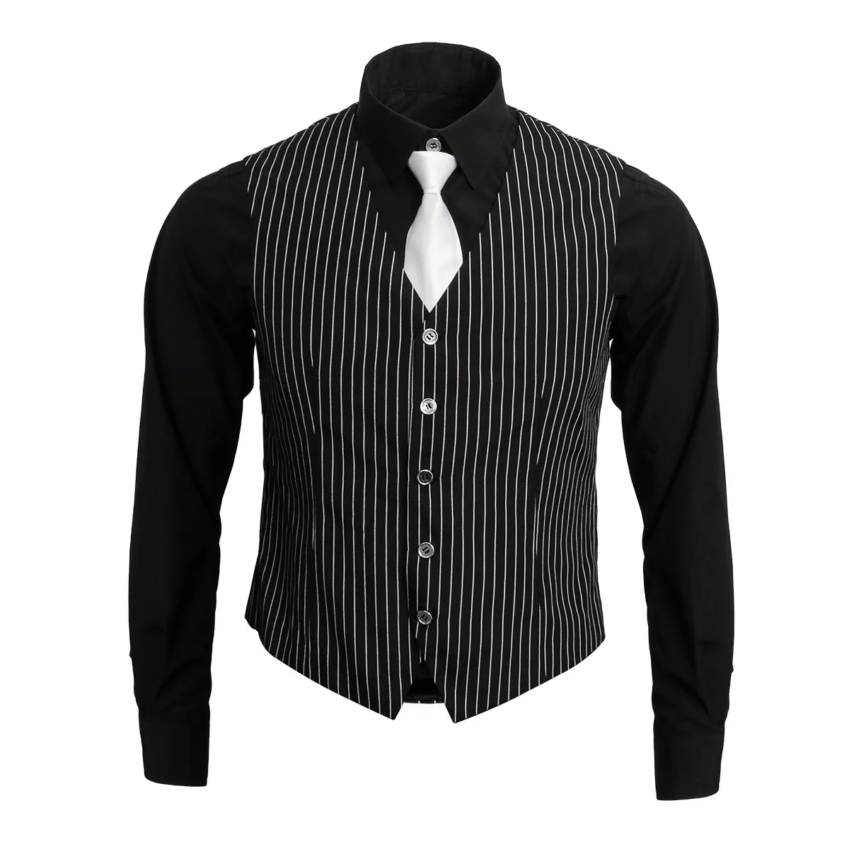1920s Mens Gangster Costume Cosplay Vest Shirt Tie Retro Fancy Dress Halloween Costume